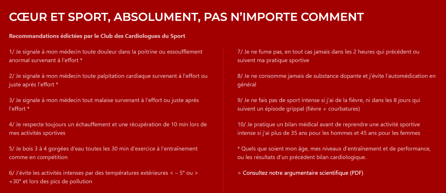 10 règles d'or cardio