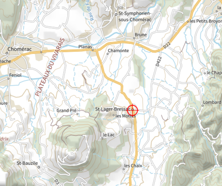Carte du PR Le Chemin des Colporteurs à Saint-Lager-Bressac
