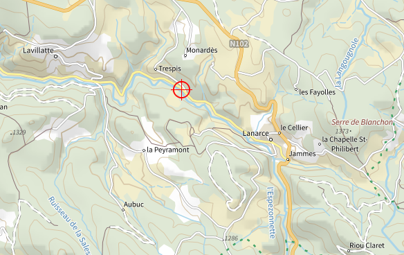 Carte du PR Le Ginestet à Lanarce